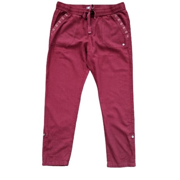 Roxy Linen Blend Drawstring Roll Cuff Pants M - Picture 1 of 9